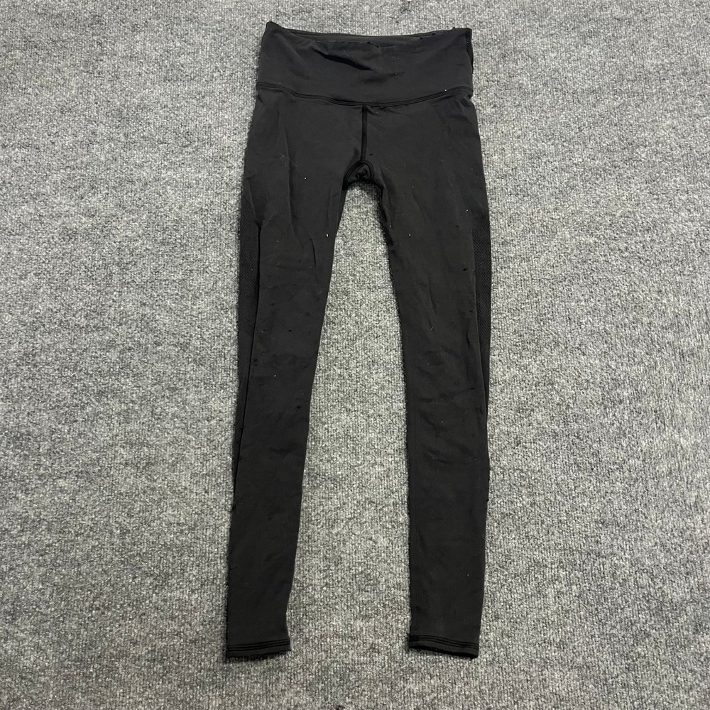 Lululemon Leggings Womens Size 4 Black Mesh Panel High Rise Athletic Yoga Pants
